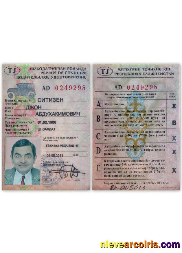 TAJIKISTAN driving license